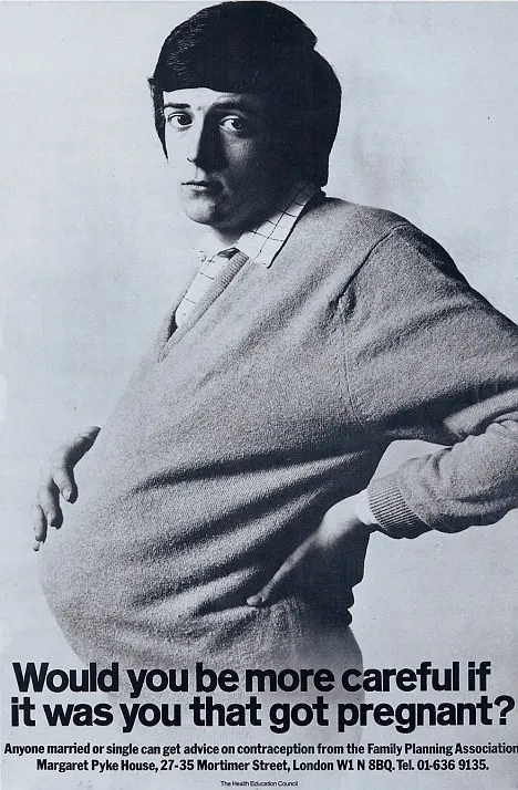 A man with a pregnant belly, representing the 'Pregnant Man' concept.